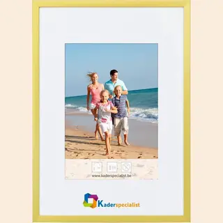 Vlakke Aluminium Wissellijst - Fotolijst - 20x30 Cm - Helder Glas - Mat Goud - 10 Mm