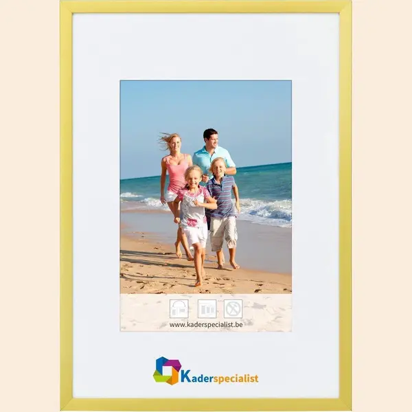 Vlakke Aluminium Wissellijst - Fotolijst - 42x59.4 Cm - Helder Glas - Mat Goud - 10 Mm thumbnail