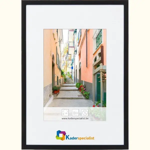 Vlakke Aluminium Wissellijst - Fotolijst - 29.7x42 Cm - Helder Glas - Mat Zwart - 10 Mm thumbnail