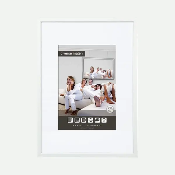 Vlakke Aluminium Wissellijst - Fotolijst - 28x35 Cm - Helder Glas - Wit - 10 Mm thumbnail