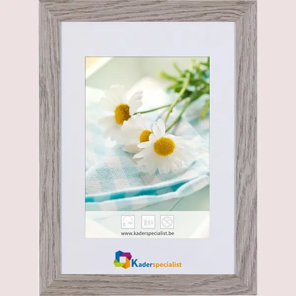 Vlakke Houten Wissellijst - Fotolijst - 18x24 Cm - Helder Glas - Rotsgrijs+ - 25 Mm thumbnail