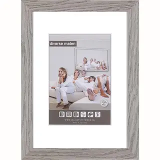 Vlakke Houten Wissellijst - Fotolijst - 50x70 Cm - Helder Glas - Rotsgrijs+ - 25 Mm