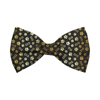 Plenty Gifts Bow Tie Xmas Bones Paws Black Dog - S