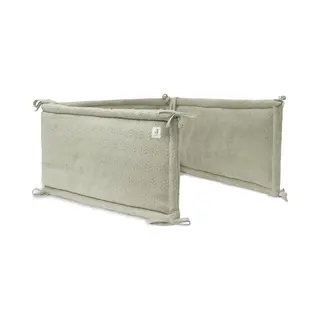 Jollein - Bedomrander 180x30cm - Baby Bedbumper Ledikant - Acryl & Katoen - Grain Knit - Olive Green