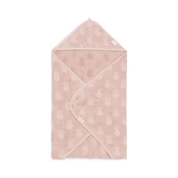 Jollein X Nijntje - Badcape Badstof 75x75cm - Baby Handdoek Met Badcape, Omslagdoek, Badponcho Miffy Jacquard - Wild Rose thumbnail