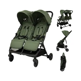 Novi Baby® Foss Go Duo, Zwillingsbuggy Von Geburt An Bis 15 Kg (ca. 3 Jahre), Extra Großer Korb, Leicht Und Klein Faltbar, 5-Punkt-Sicherheitsgurt