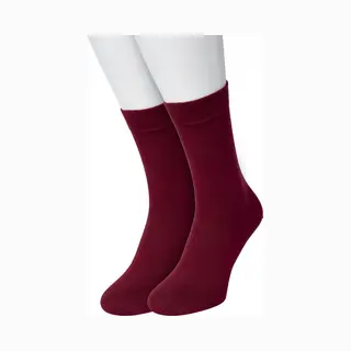 Bonnie Doon Basic Sokken Dames Bordeaux Rood Maat 36/42 - 2 Paar - Basis Katoenen Sok - Gladde Naden - Brede Boord - Uitstekend Draagcomfort -