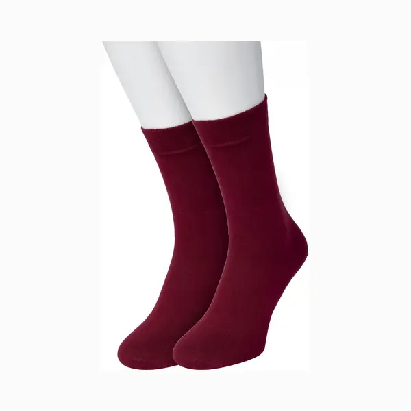 Bonnie Doon Basic Sokken Dames Bordeaux Rood Maat 36/42 - 2 Paar - Basis Katoenen Sok - Gladde Naden - Brede Boord - Uitstekend Draagcomfort - thumbnail