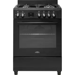 Everglades EVCK6020 - Gasfornuis - 4 Kookzones - Digitale Timer - Mat Zwart - 60CM - 56 Liter - Hete Lucht Oven
