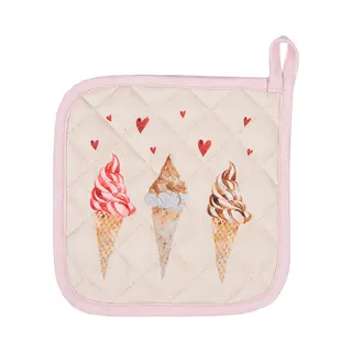 Clayre & Eef Pannenlap Kind 16x16 Cm Beige Roze Katoen IJsjes