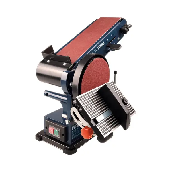 Bandschleifmaschine – 350w – 150mm - Einschl. 2 Schleifbänder (p80 & P120) Und 2 Schleifscheiben (p80 & P120) - Ferm thumbnail