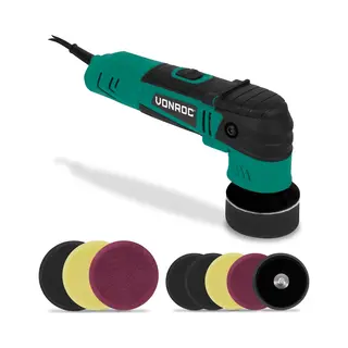Vonroc Dual Action Poliermaschine 400W - Ø50 & Ø75MM | Inkl. 2 Stützteller Und 8 Polierpads
