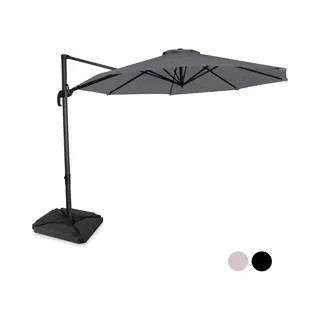 Vonroc Freitragender Sonnenschirm Bardolino 300cm - Premium-Sonnenschirm - Grau| Inklusive 4 Füllbaren Fliesen
