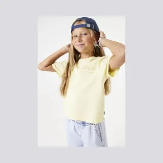 Garcia Meisjes Text Print T-shirt Geel Korte Mouw