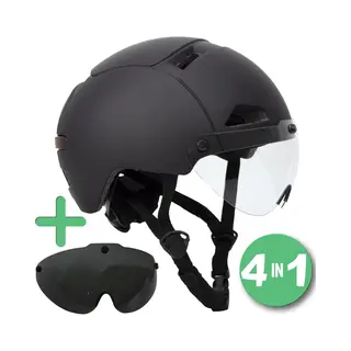 Technosafety Speed Pedelec Helm Zwart Met Vizier En Verlichting – 4 In 1 - 2 Vizieren – Nta 8776 - Maat L 58-61 Cm – Snorscooter Helm - Snorfiets Helm Blauw