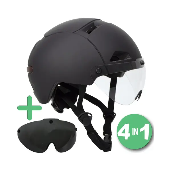 Technosafety Speed Pedelec Helm Zwart Met Vizier En Verlichting – 4 In 1 - 2 Vizieren – Nta 8776 - Maat L 58-61 Cm – Snorscooter Helm - Snorfiets Helm Blauw thumbnail
