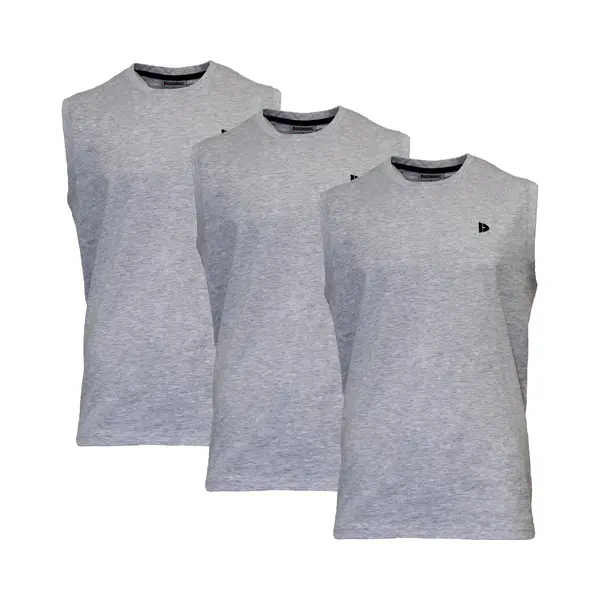 3-Pack Donnay - T-shirt Zonder Mouw (Stan) - Sportshirt - Heren - Grey-marl (1387) - Maat S thumbnail