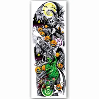 Halloween Decoratie Tijdelijke Tattoo Sleeve (48x17cm) [Outfit Versiering Kostuum Kinderen Volwassenen - Schotwond Hechting Scar Heks Bloed Zombie
