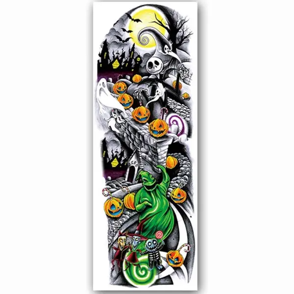 Halloween Decoratie Tijdelijke Tattoo Sleeve (48x17cm) [Outfit Versiering Kostuum Kinderen Volwassenen - Schotwond Hechting Scar Heks Bloed Zombie thumbnail