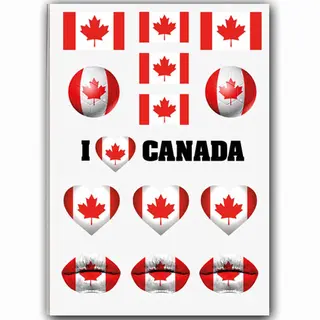 GlittersXL - Temporary Tattoo Canada (A5 Formaat) [Neptattoo Tijdelijke Tatoeage Smink Schmink - Nep Fake Tattoos - Water Overdraagbare Festival