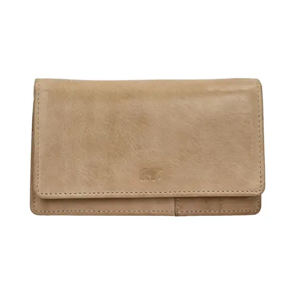 Bear Design Damen Geldbörse 14 Kartenfächer Portemonnaie Geldbeutel Leder 15x9cm Taupe Braun thumbnail