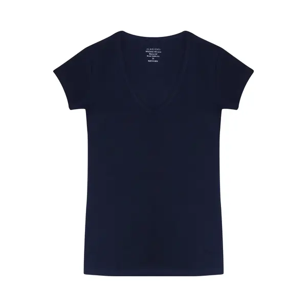 Claesen's® - Dames V-Neck Tshirt Cotton/LycraN 8010-Navy-L thumbnail