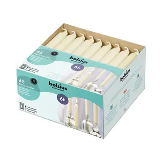 Bolsius – Spitzkerzen – 45er Box - Elfenbein – 18 Cm - Brenndauer, 6 Stunden - Tropffrei