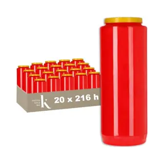 Kristen Noveenkaars 9 Dagen - 216 Uur Brandduur - Rood - 20 Stuks - Voordeelverpakking - Grafkaars, Herdenkingskaars
