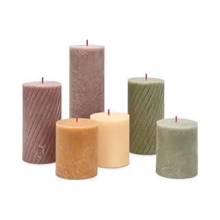 Bolsius Rustik Stumpenkerzen - Geschenk Set 6 Stück - Nature - Dekorative Haushaltkerzen - Länge Brenndauer - Unparfümierte - Natürliches
