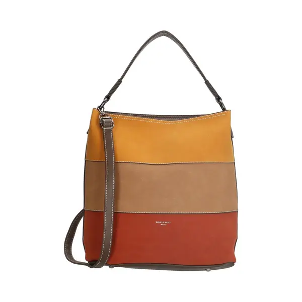 David Jones Hand & Omhang Schoudertas Buidel Tas Bruin Gestreept thumbnail