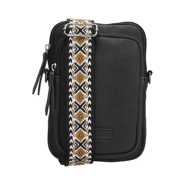 Beagles Malaga Crossbody Telefoontasje - Trendy Schouderband - Premium Leatherlook - Dames Tas - Zwart thumbnail