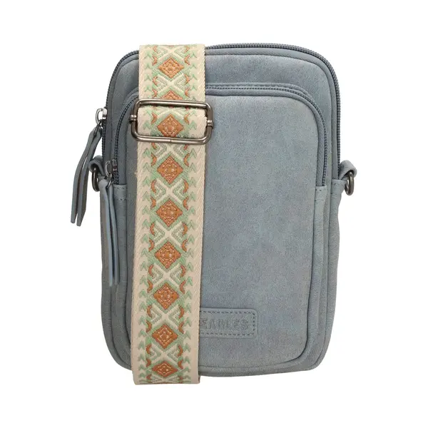 Beagles Malaga Crossbody Telefoontasje - Trendy Schouderband - Premium Leatherlook - Dames Tas - Lichtblauw thumbnail