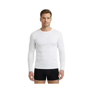 Heren Shirt Lange Mouw - 100% Katoen - Aansluitend Ondershirt Mannen - L - Wit