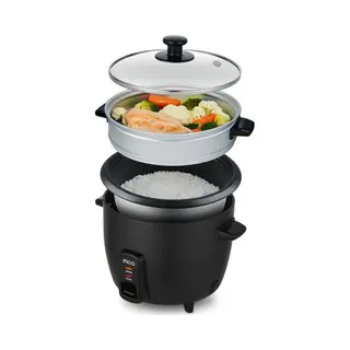 Moa Rijstkoker Met Stomer 1, 5 Liter - Warmhoudfunctie - Anti-Aanbaklaag - Vaatwasserbestendig - Klein - Bpa-Vrij - Zwart
