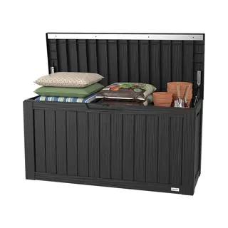 LifeGoods Opbergbox - 300L - Kussenbox - Waterdicht - Tuinkussenbox - Roestvrij - Tuinbox - 117.5x47.5x59 Cm - Zwart