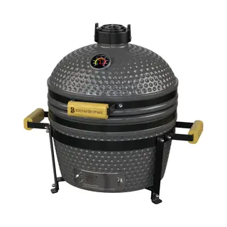KitchenBrothers Kamado Bbq - Pfas Vrij - 16 Inch Houtskool Barbecue - 34⌀ Cm - Deluxe Set - Egg Bbq Met Accessoires - Grijs