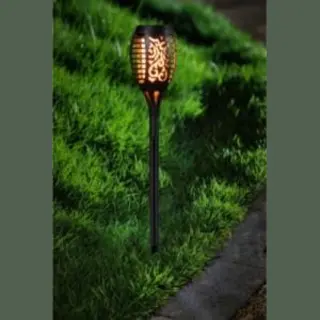 Benson Tuinfakkel - Solar - Met Vlameffect - Zwart - Led - 48 Cm