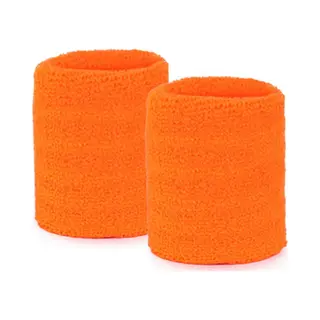 Zweetbandjes Pols - Polsbandjes - Koningsdag Accessoires - Katoen - Fluor Oranje - 2 Stuks