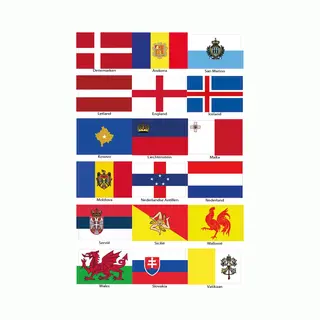 18 Gelamineerde Vlaggenstickers (4 X 6 Cm) Voor Auto, Laptop En Decoratie