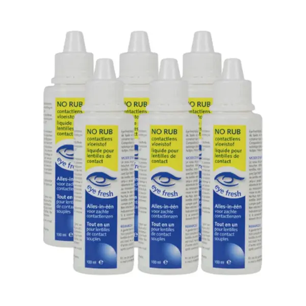 Eye Fresh No Rub - Alles-in-één Lenzenvloeistof - Geen Wrijven Nodig - Voor Zachte Contactlenzen - Geschikt Voor Gevoelige Ogen - 6 X 100 Ml thumbnail