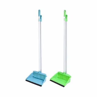 Benson Stoffer En Blik Met Lange Steel - Rugvriendelijk - Ergonomisch Ontwerp - Blauw Of Groen - 78 Cm Hoog