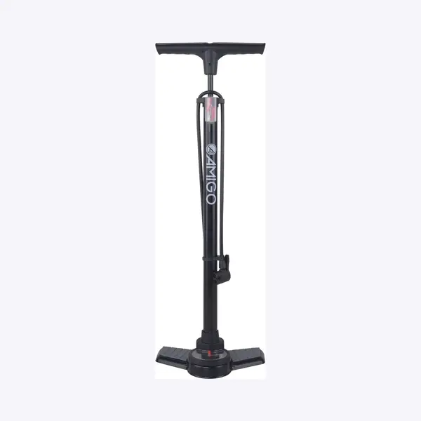 Amigo Fietspomp - Luxe Vloerpomp Met Drukmeter - Tot 11 Bar - Autoventiel, Dunlopventiel, Frans Ventiel - Zwart thumbnail