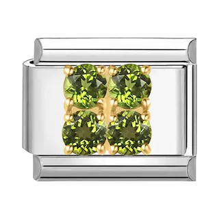 Quiges - 9mm Italian Style Charm Link Module Stainless Steel Green Zirconia For Italian Style Bracelets