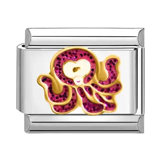 Quiges - 9mm Italian Style Charm Link Module Stainless Steel Red Octopus For Italian Style Bracelets