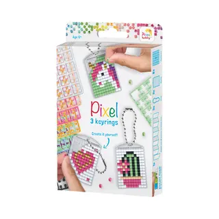 Pracht Creatives Hobby Pixel - Creatieve Set Met 3 Sleutelhangers + Boekje 38 Modellen - Girly, PX20131 Vanaf 8 Jaar