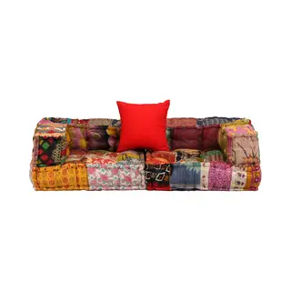 VidaXL Poef Tweezits Modulair Stof Patchwork