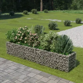 VidaXL Gabion Raised Garden Bed - Galvanised Steel, Weather-Resistant With High Load Capacity, Silver Rectangular Planter, Outer Dimensions 270x50x50