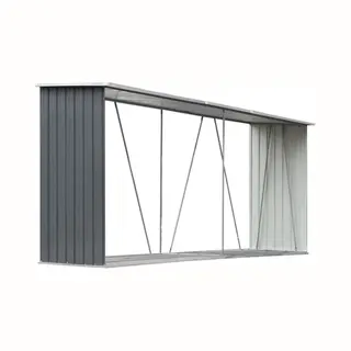 Garden Log Storage Shed Galvanised Steel 330x84x152 Cm Grey Vidaxl