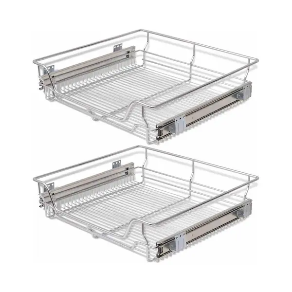 VidaXL Einbauschublade Korbauszug 2 Stk. Silbern 600 Mm thumbnail