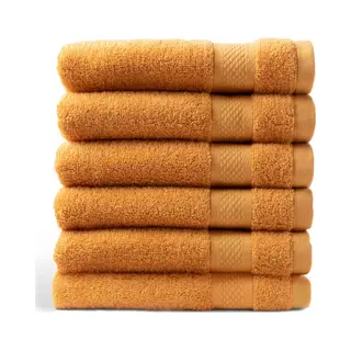 DoubleDry Hotel Handdoeken 50 X 100 Cm – Set Van 6 – 100% Katoen 500 G/m2 – Zacht & Absorberend - Okergeel